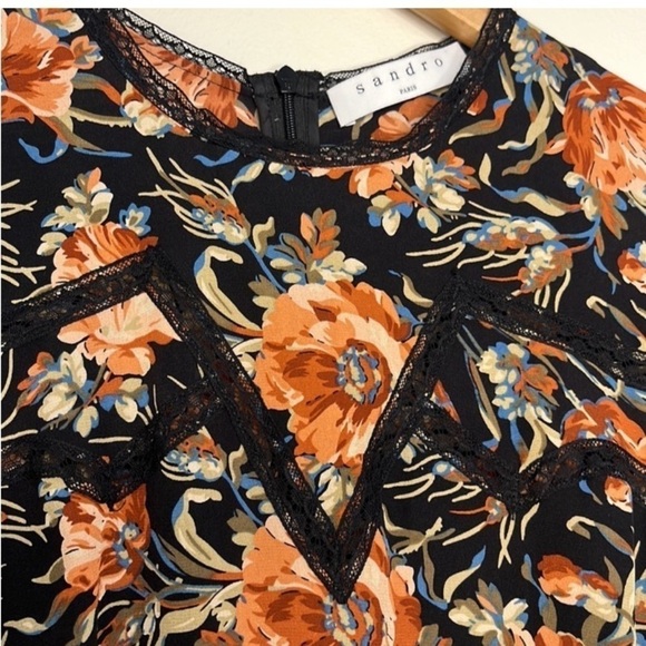 SANDRO PARIS SVEN Long Sleeve Silk DRESS Size US 8 Maximalist Dark Princess Goth - Picture 2 of 16